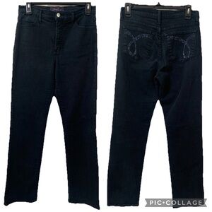 NYDJ Dark Navy Women's Size 6 Straight Legs Jeans with Back Pocket Embellishment